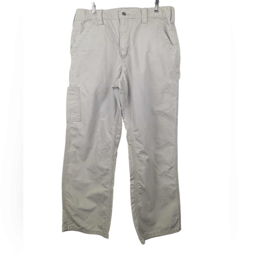 Carhartt Original Dungaree Fit 34x30 Tan Pants With Carpenter Side Pockets